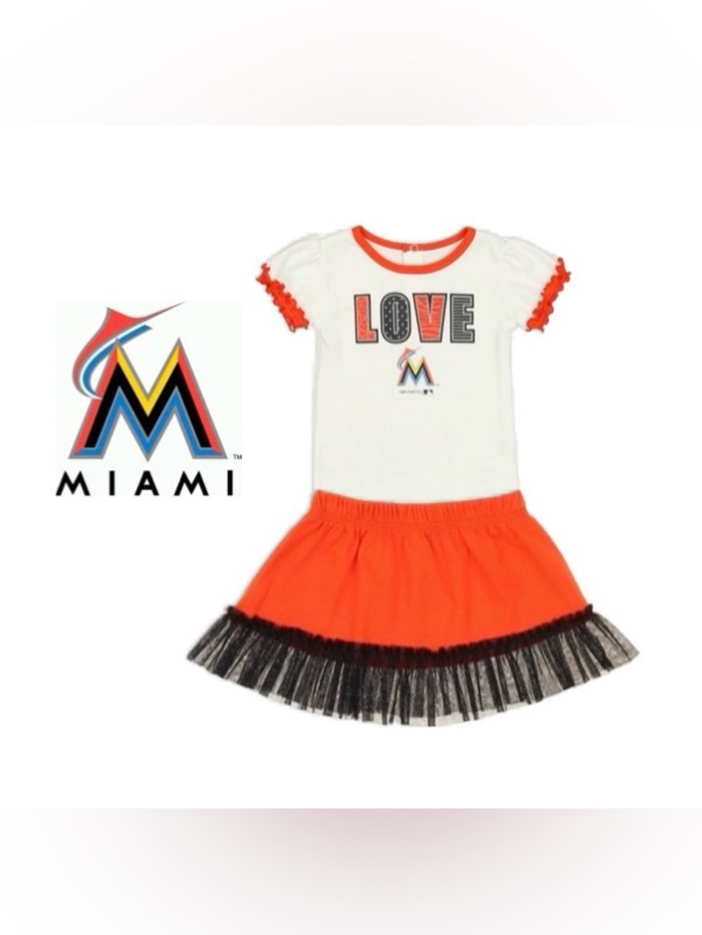 NWT [MLB] Miami Marlins MLB Home Field Onesie & Skirt Set Baby Infant 0-3M